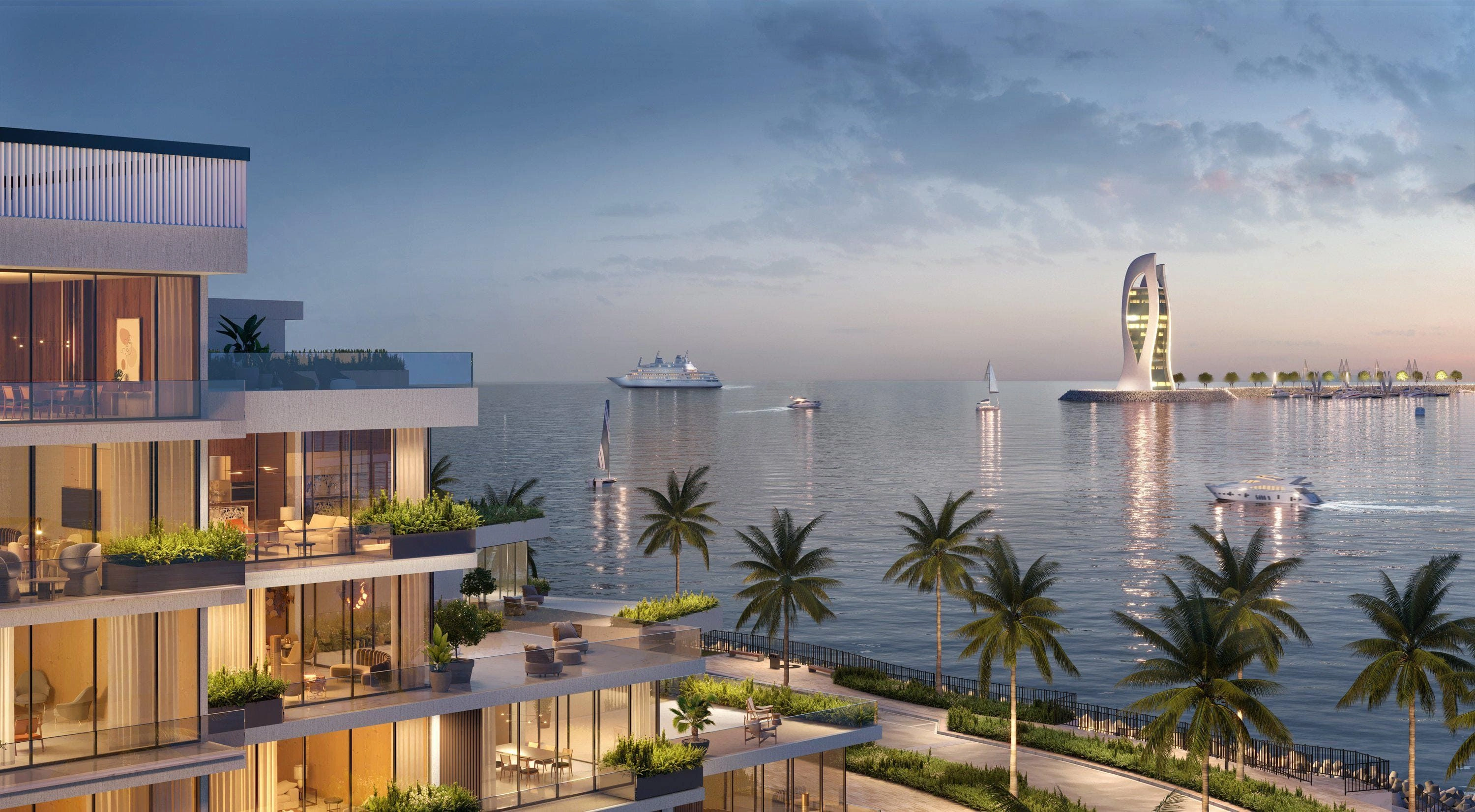New residence with swimming pool and shopping center in a prestigious area of Qatar