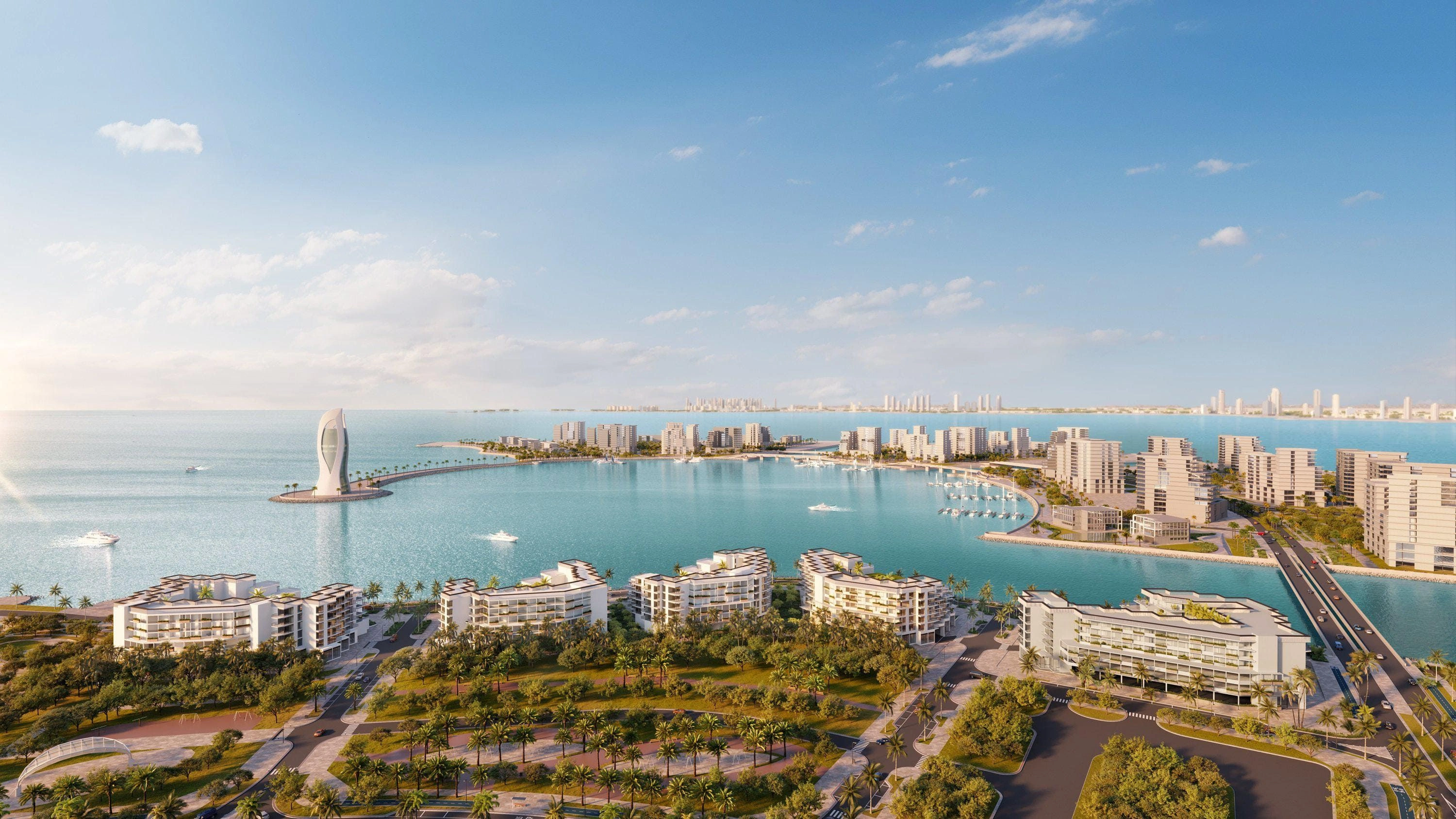 New residence with swimming pool and shopping center in a prestigious area of Qatar