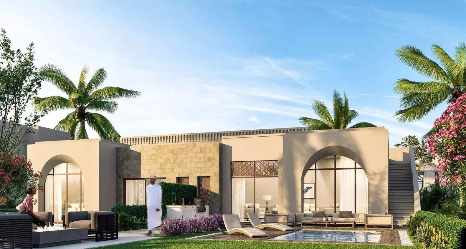 New luxury complex of apartments and townhouses on the seafront with a beach and a pier, Sifa, Oman