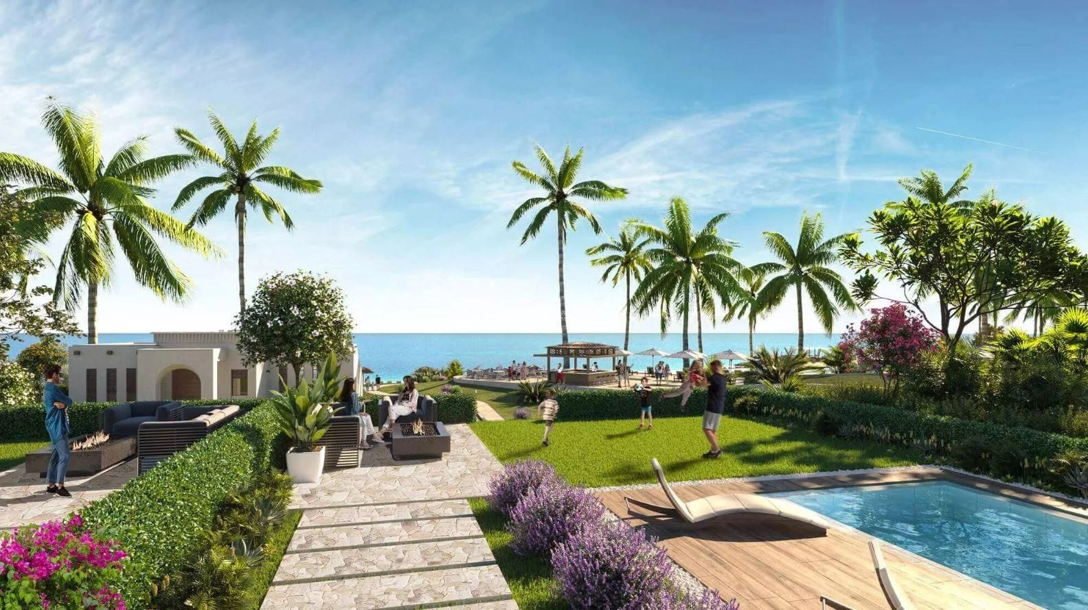 New luxury complex of apartments and townhouses on the seafront with a beach and a pier, Sifa, Oman