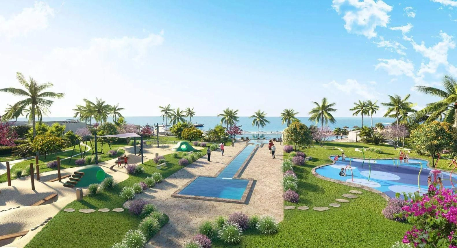 New luxury complex of apartments and townhouses on the seafront with a beach and a pier, Sifa, Oman