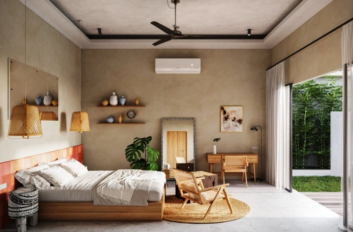 उबुद में धान के खेतों का नज़ारा देने वाली विला