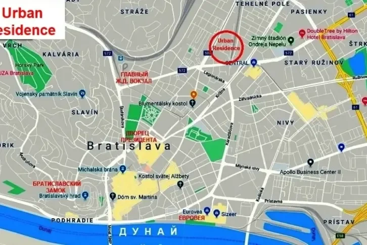 ब्रातिस्लावा, स्लोवाकिया — शहर केंद्र के पास पार्क के निकट अपार्टमेंट