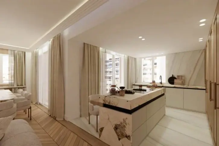 मोनाको में फ्लोरेस्टन इमारत में नवीनीकरणाधीन 224 m2 का अपार्टमेंट