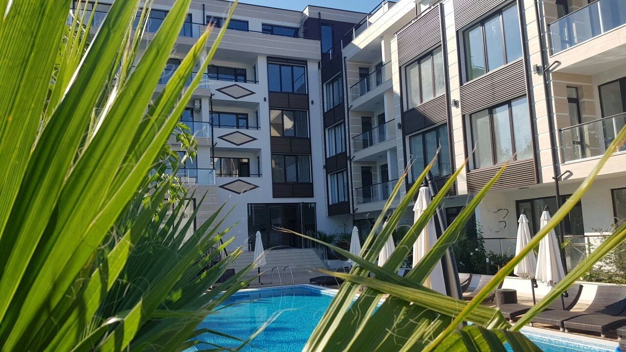 Apartment in a prestigious complex on the first line of the sea in Primorsko, Bulgaria