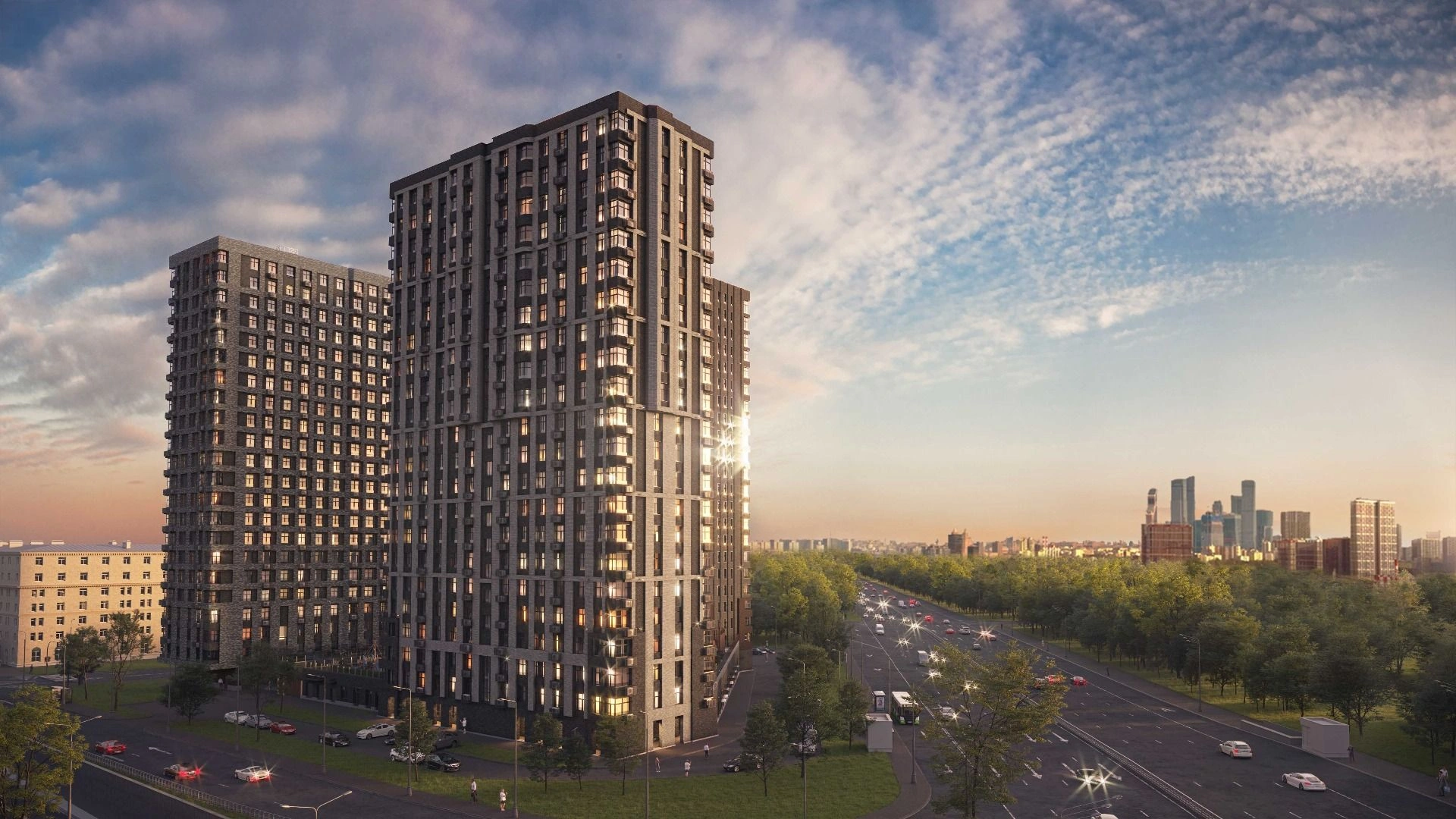 Luxurious modern quarter in premium district of Moscow