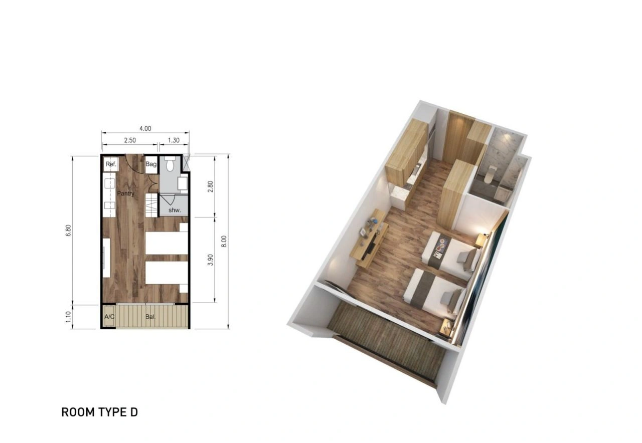 फुकेत में काटा बीच के पास 30 m2 का अपार्टमेंट