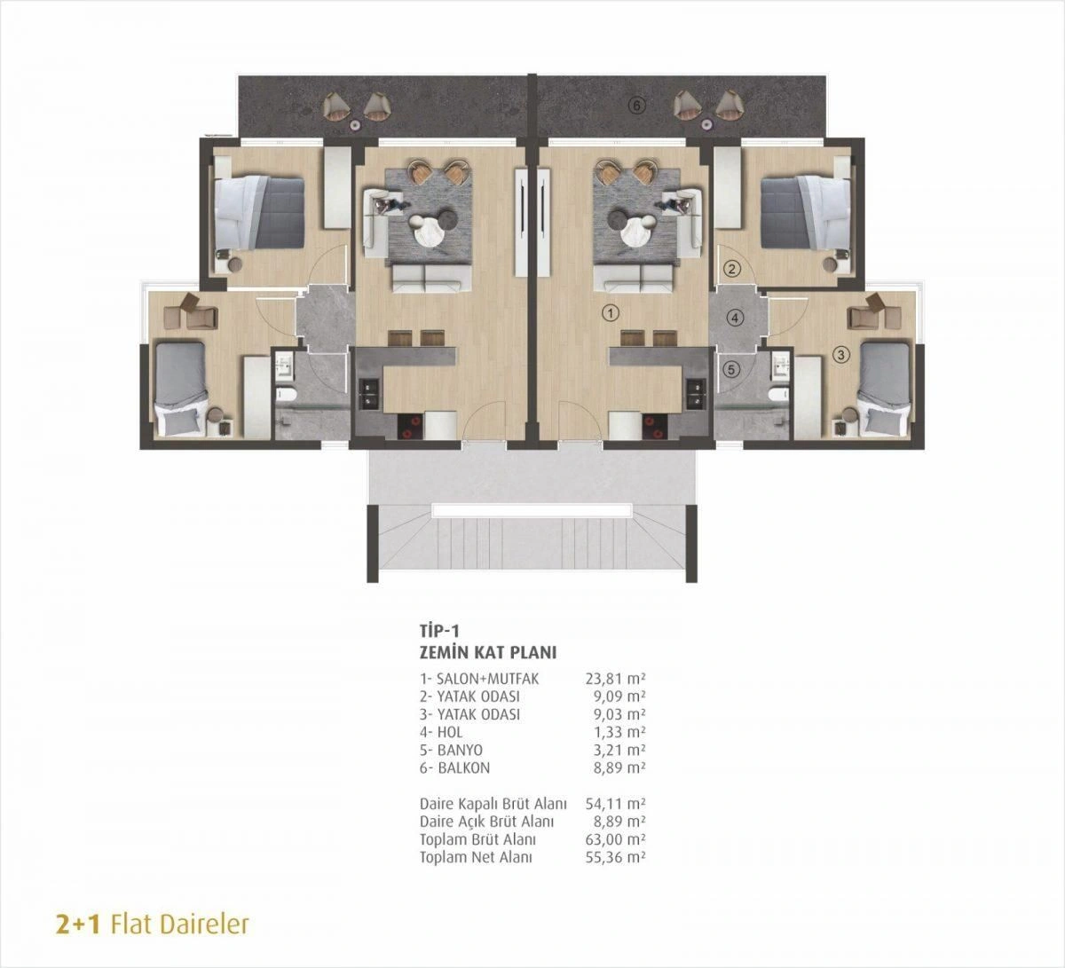 Appartement 63 m2 à Bodrum