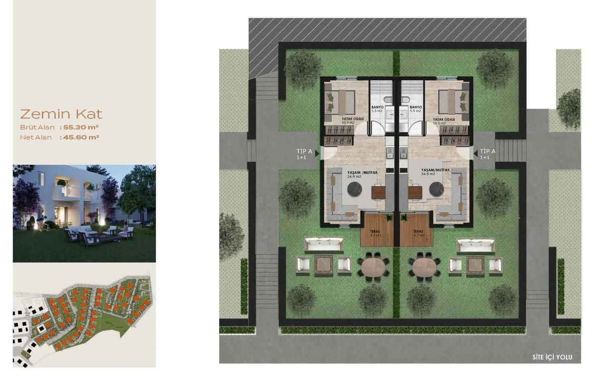 Apartamento 1+1 en la isla de Foca, Izmir