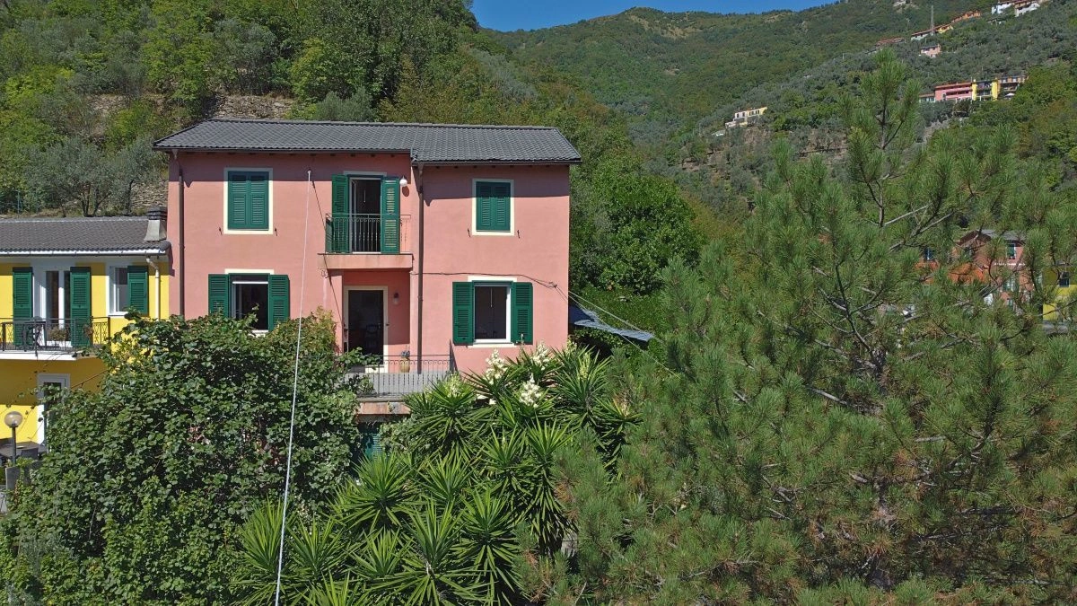 Three-storey villa in the suburbs of Genoa surrounded by green hills, Italy