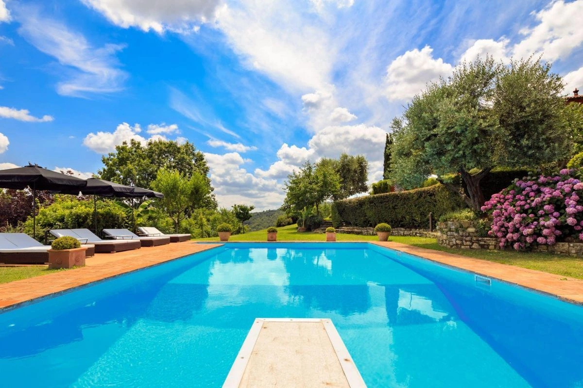 13th century villa with panoramic views of the Tuscan hills in Florence, Italy