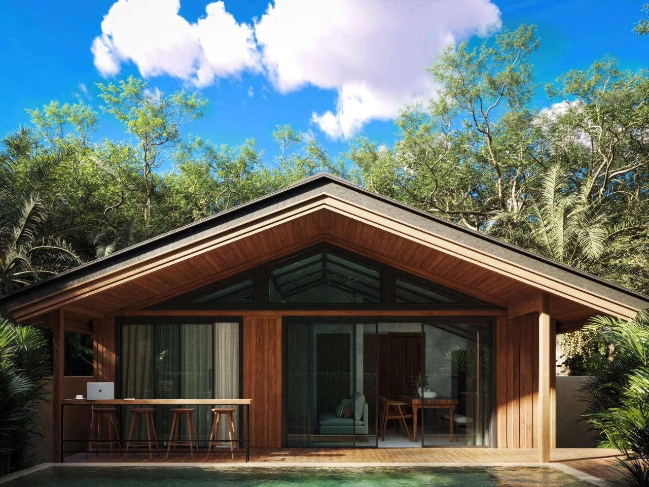 Villa à vendre avec piscine, 3 pièces, surface 60 m2, située dans la région pittoresque d'Ungasan, Indonésie, entièrement meublée ✅ approuvée par les experts de VelesClub Int