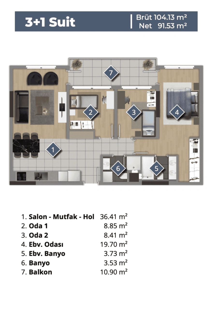 Spacious apartment 48 m2 in Izmir