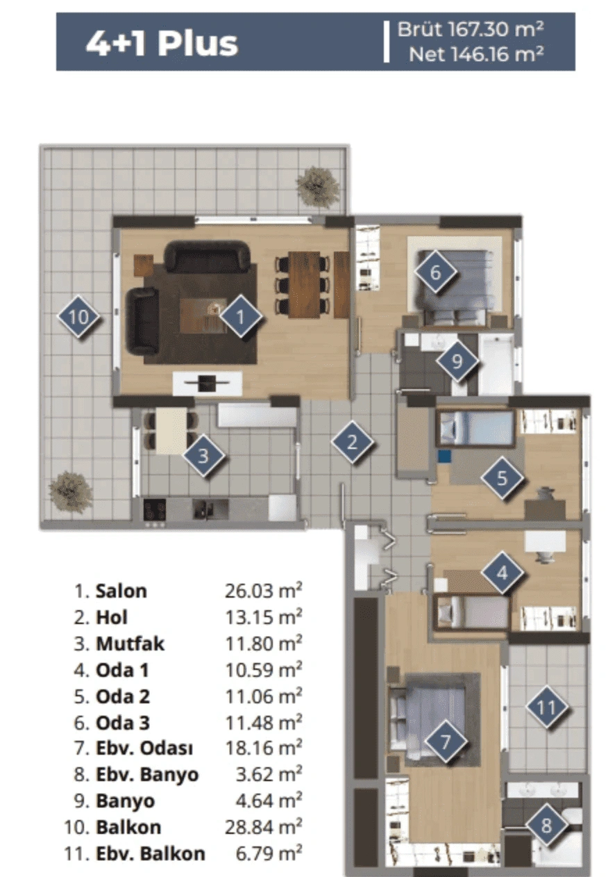 Spacious apartment 48 m2 in Izmir