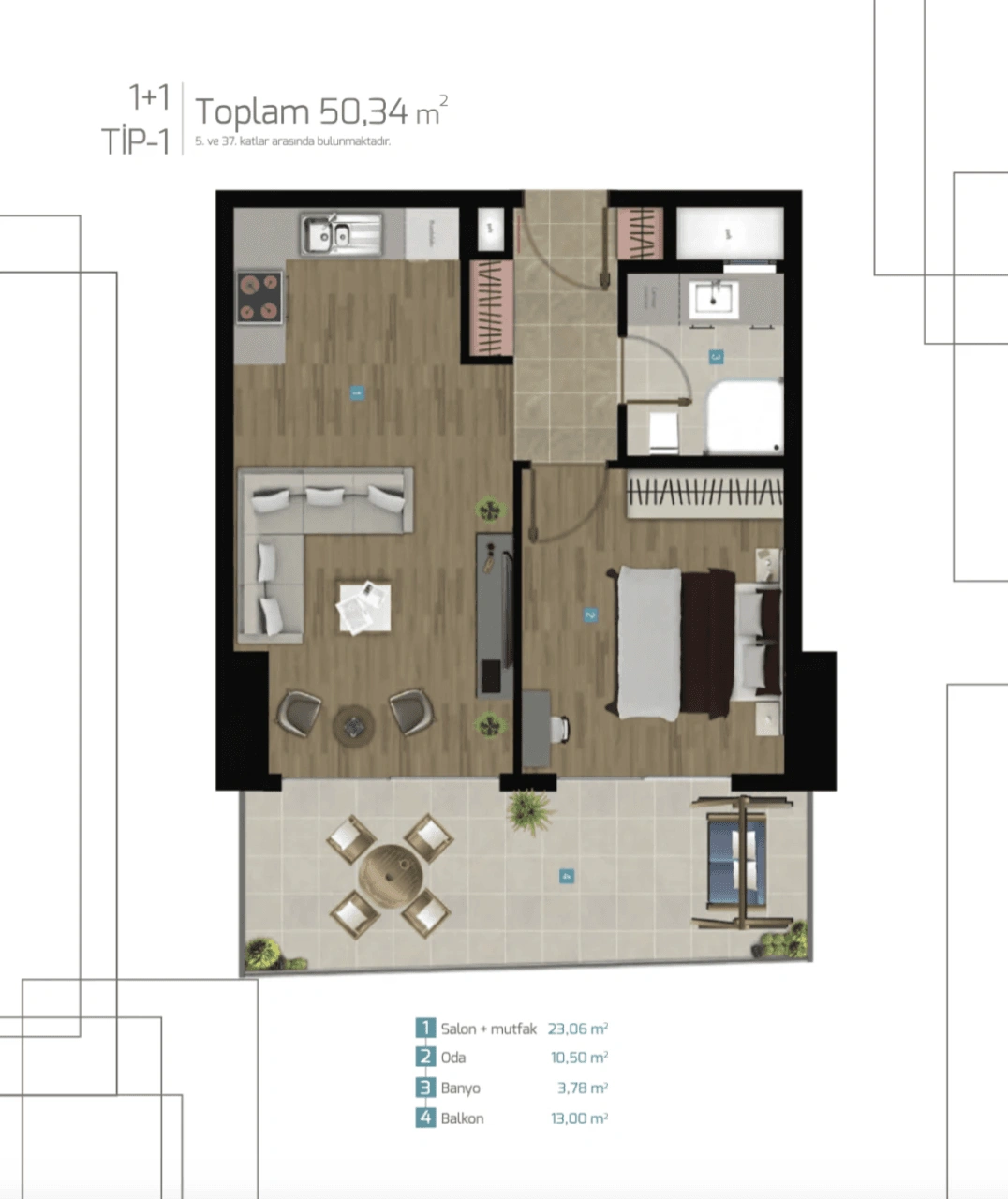 Acogedor apartamento 1+1 en el corazón de Izmir
