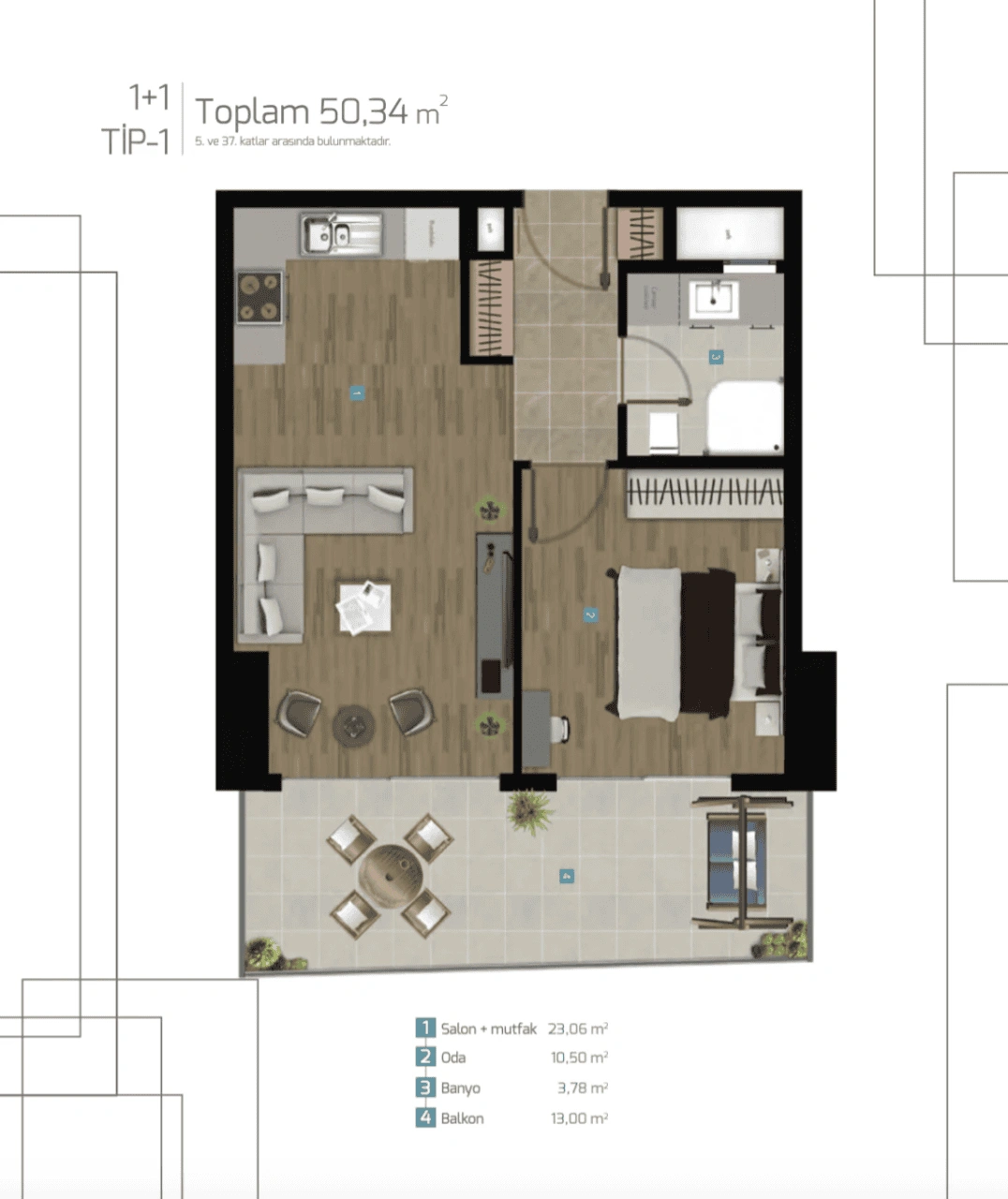 آپارتمان دنج 50 مترمربعی در ازمیر