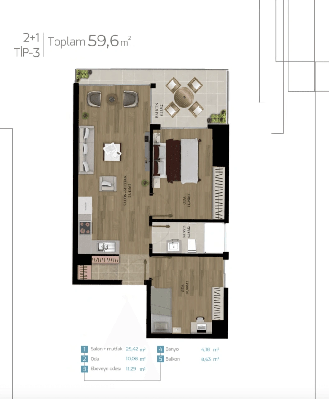 Acogedor apartamento 1+1 en el corazón de Izmir