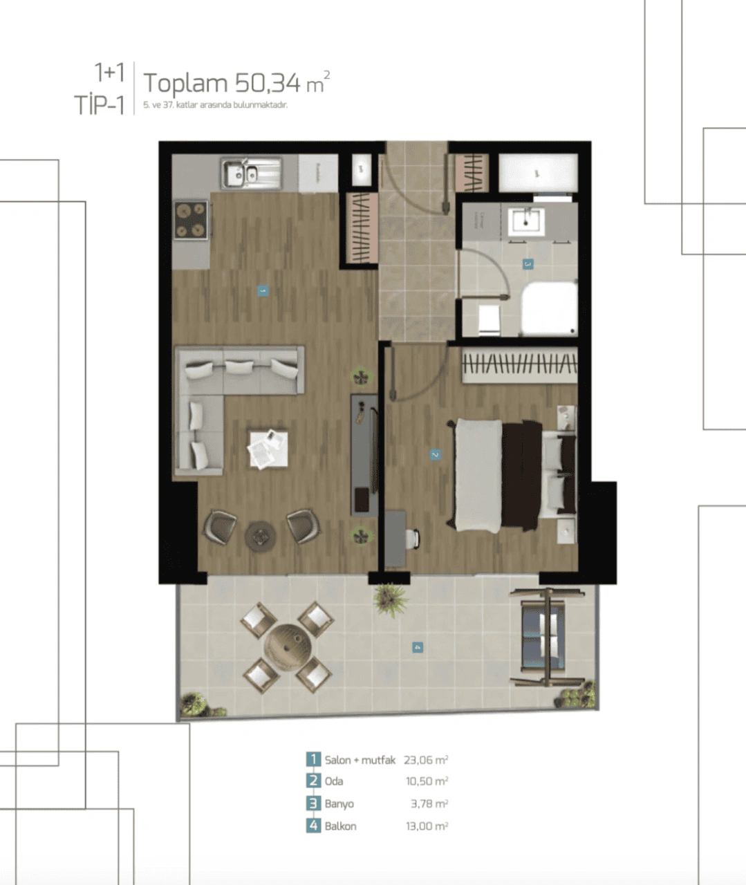 آپارتمان دنج 50 مترمربعی در ازمیر