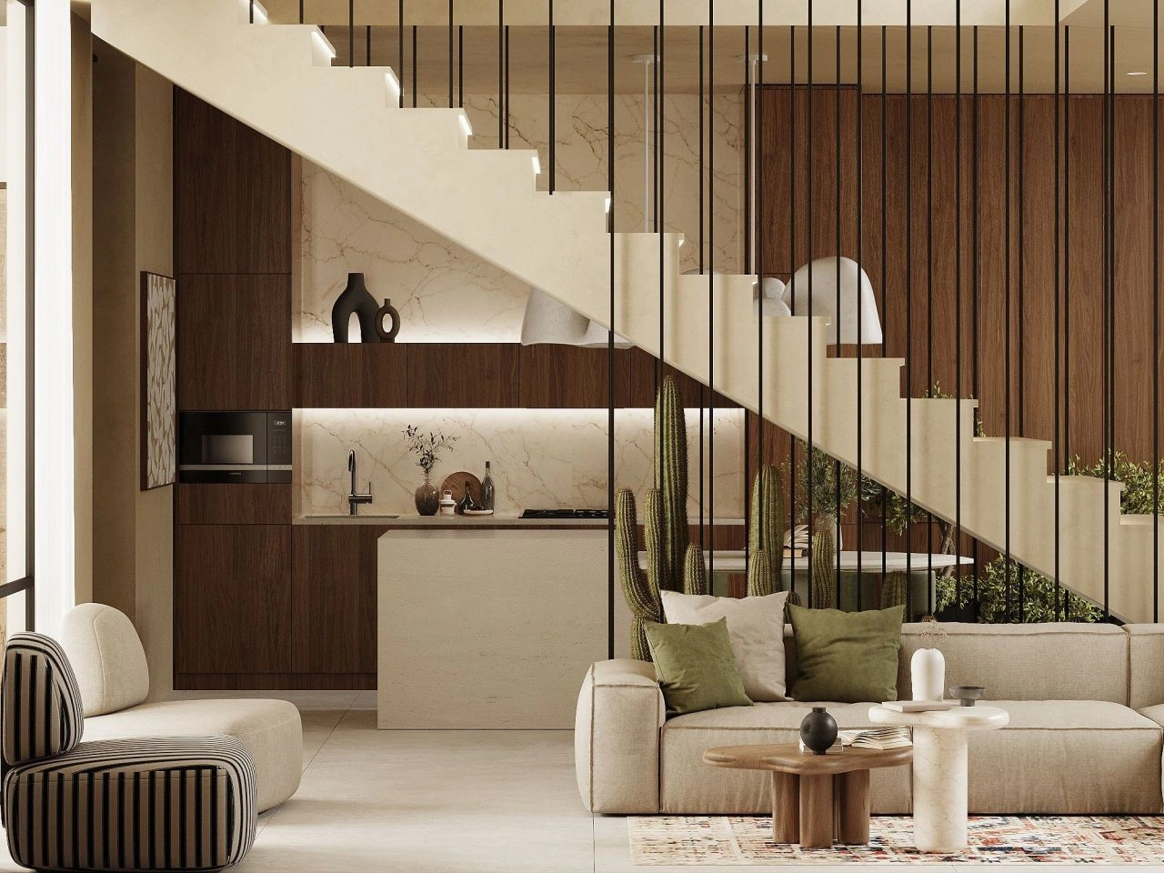 Vila 2+1 em área prestigiada de Canggu com piscina e cascata