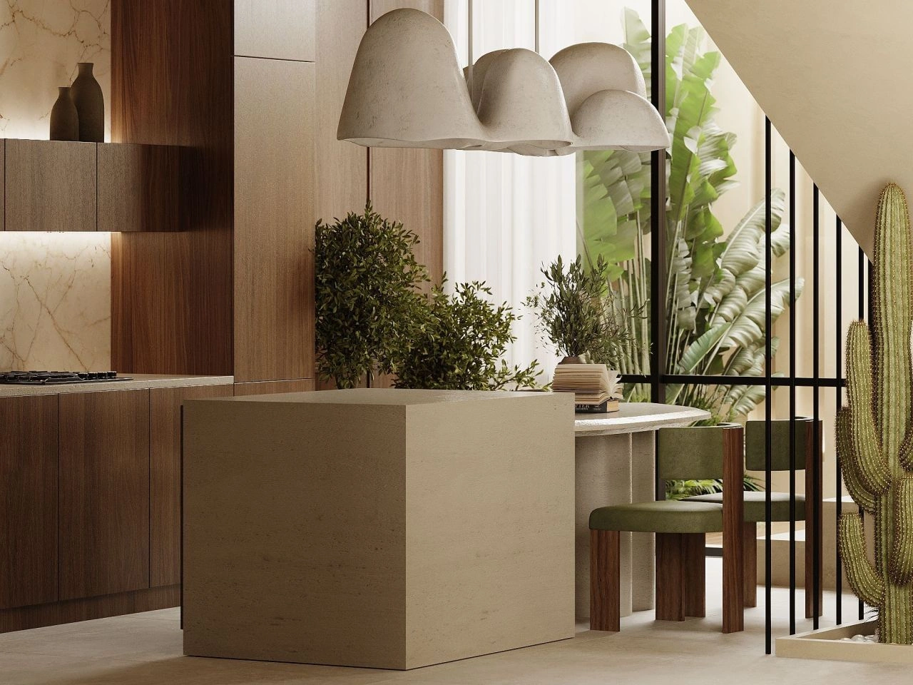 Vila 2+1 em área prestigiada de Canggu com piscina e cascata