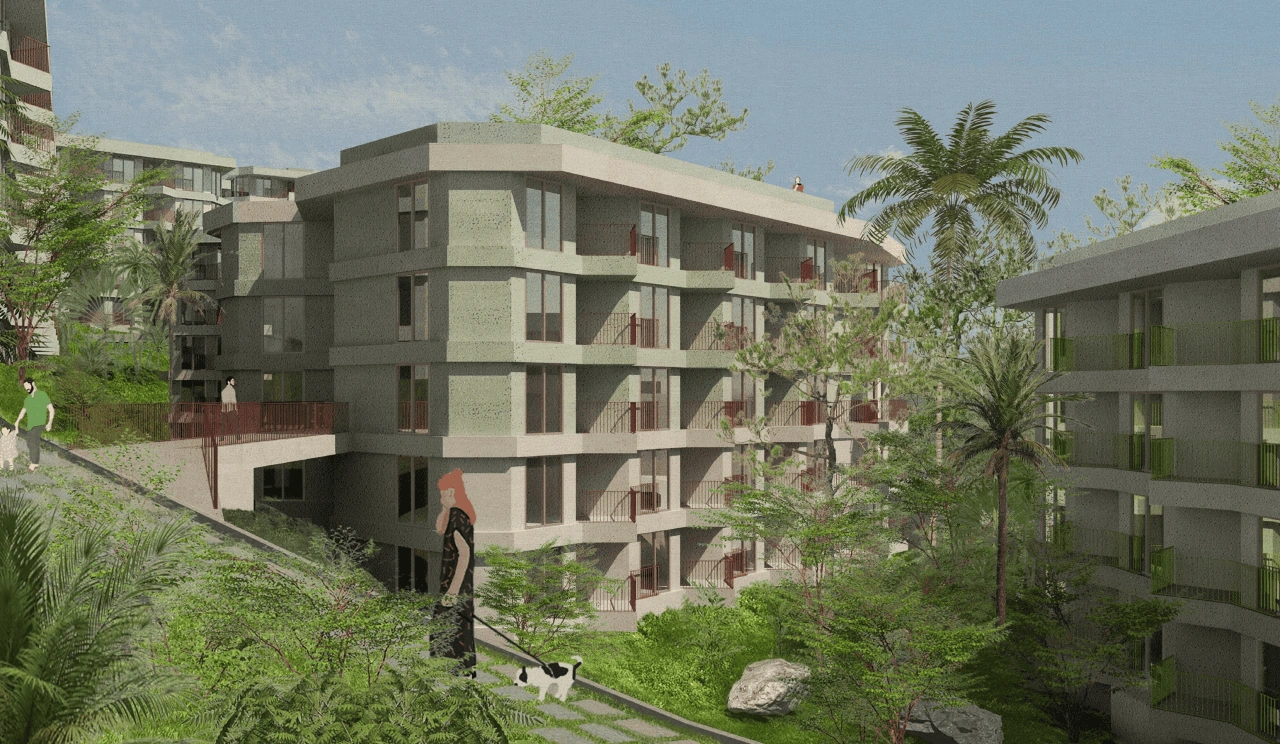 काटा क्षेत्र, फुकेट में पहाड़ी पर 37m2 का अपार्टमेंट