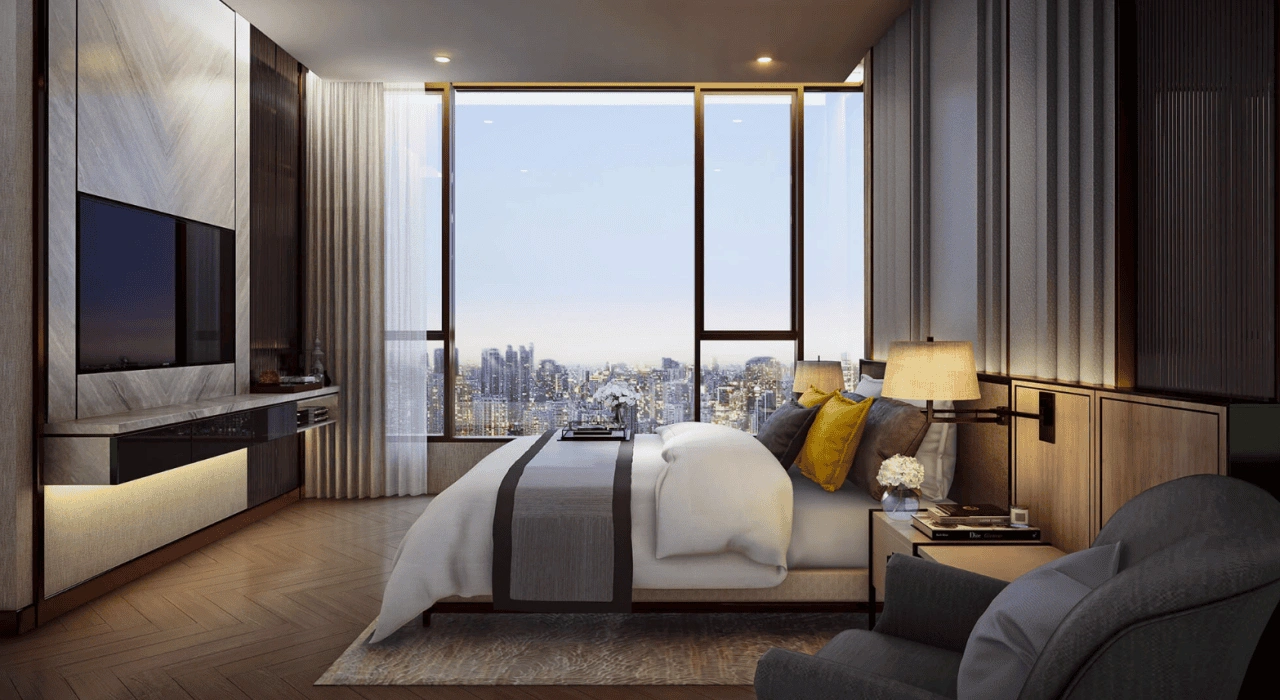 방콕 명문 지역의 초현대적인 1+1 아파트