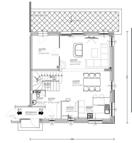 Casa 3+1 em uma área tranquila de Crnuce em Bezigrad