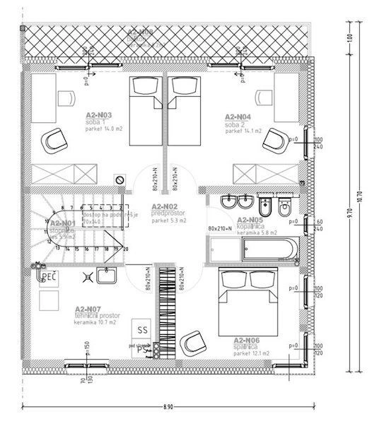 Casa 3+1 em uma área tranquila de Crnuce em Bezigrad