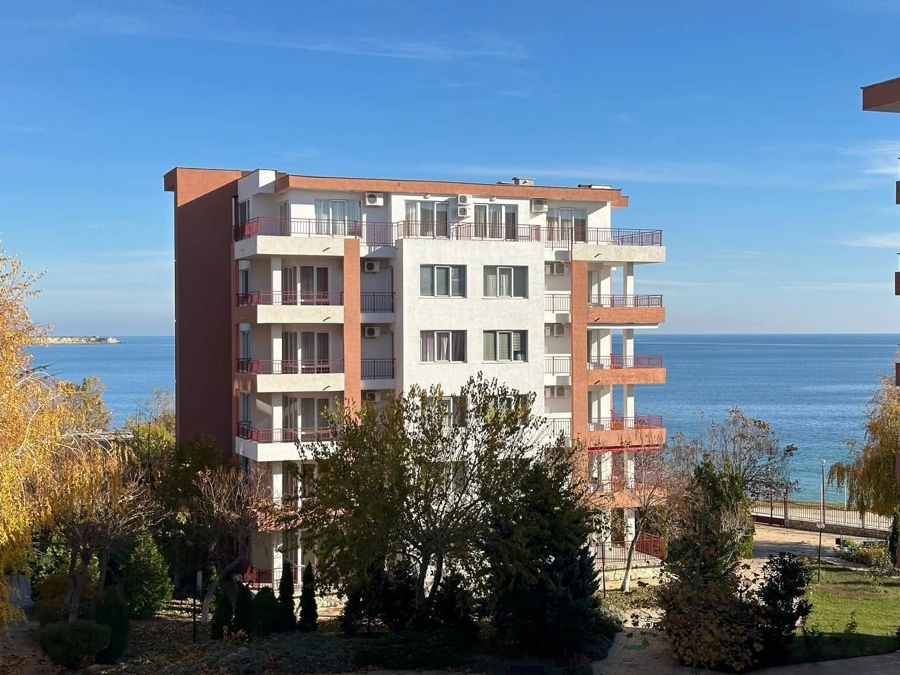 Apartment with a spacious terrace 50 meters from the sea in Ravda, Bulgaria