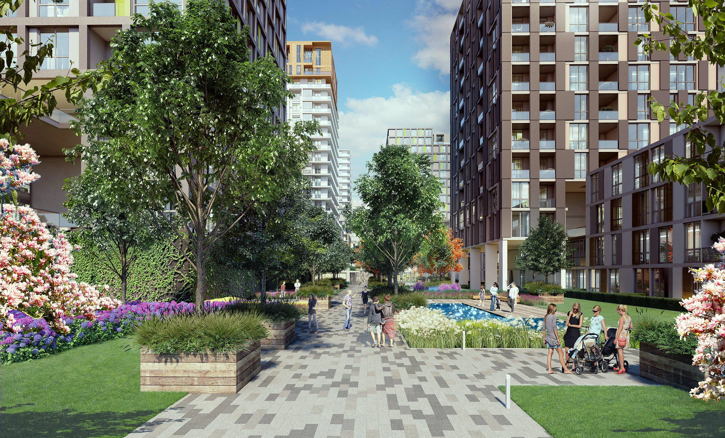 Apartments in a residential complex in Istanbul, Turkey