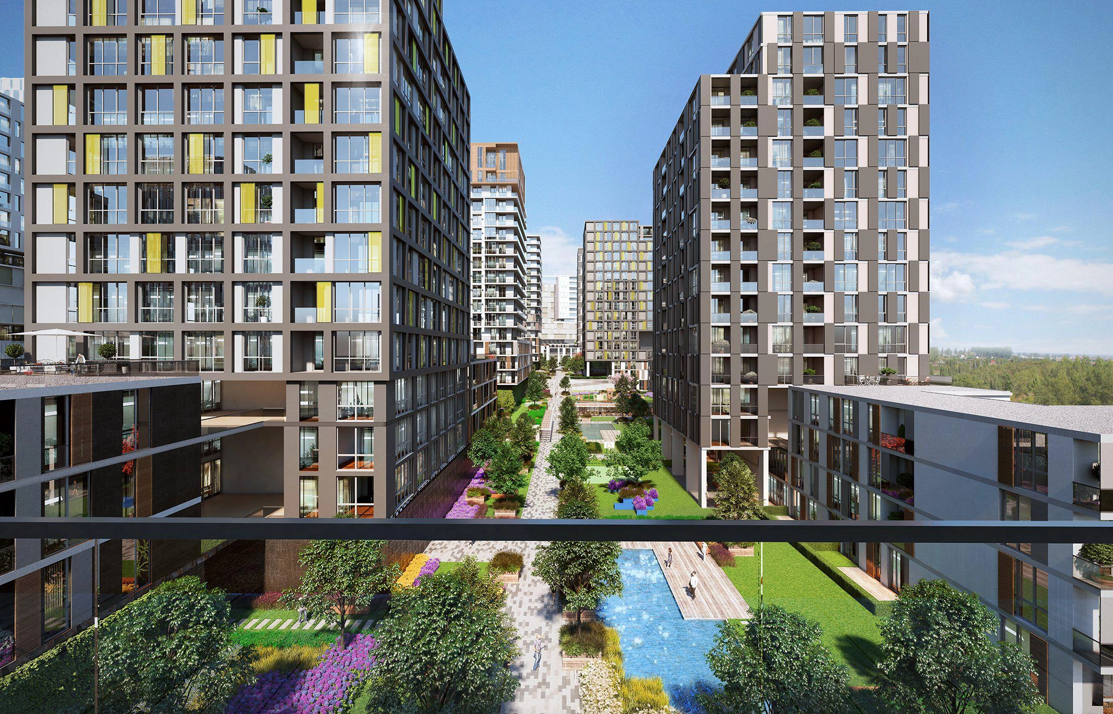 Apartments in a residential complex in Istanbul, Turkey