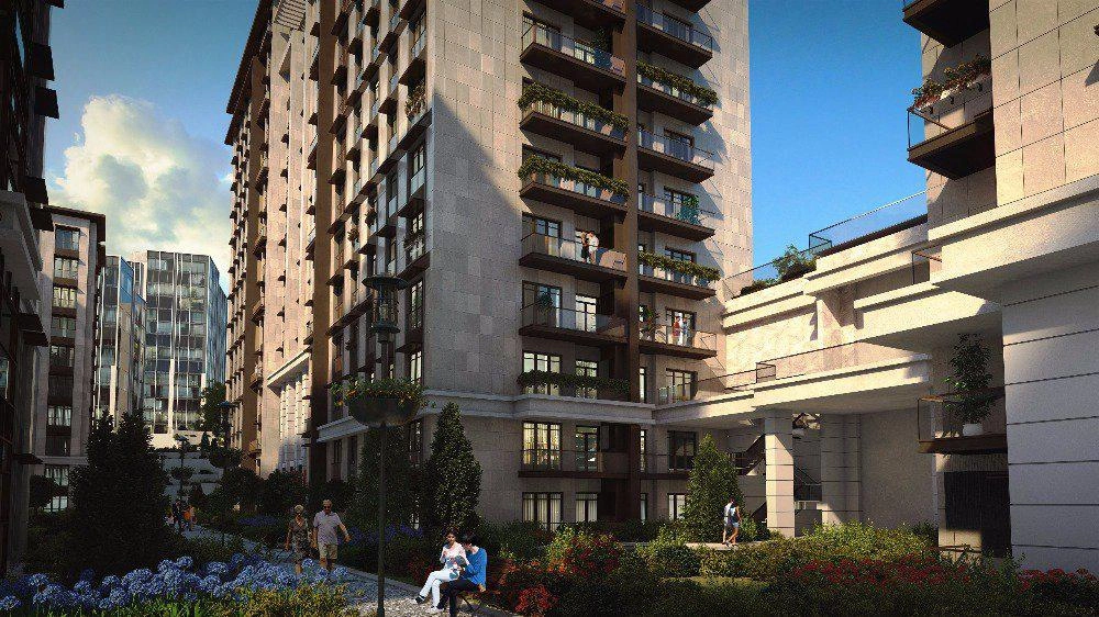 آپارتمانها در یک مجتمع مسکونی مدرن در بیاوغلو، استانبول، ترکیه