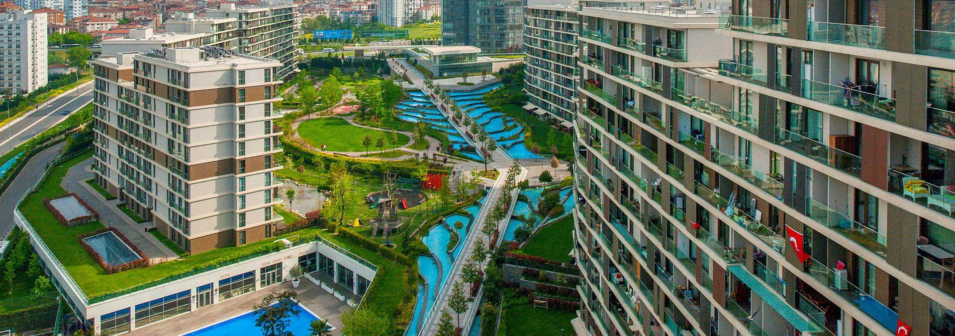 Apartments in a residential complex near Çamlıca Tower in Umraniye, Istanbul, Turkey