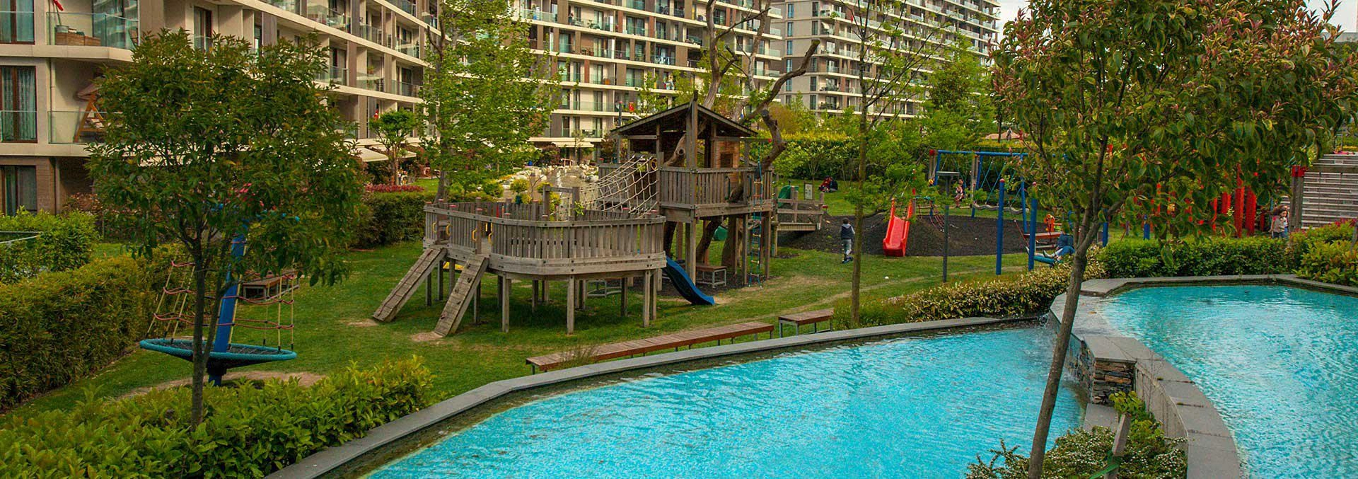 Apartments in a residential complex near Çamlıca Tower in Umraniye, Istanbul, Turkey