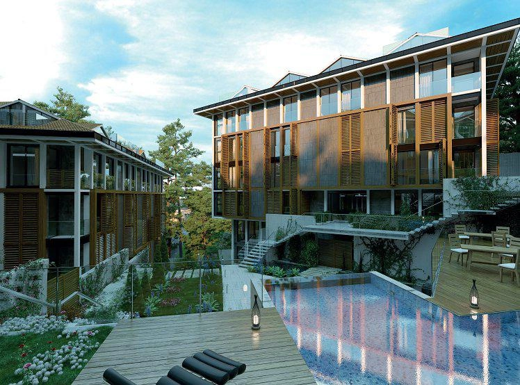 Apartments in a modern residential complex in Üsküdar, Istanbul, Turkey