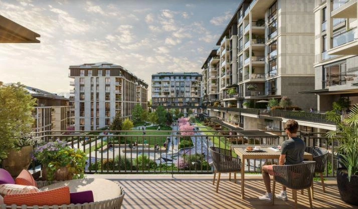 آپارتمانها در یک مجموعه مسکونی در استانبول، ترکیه