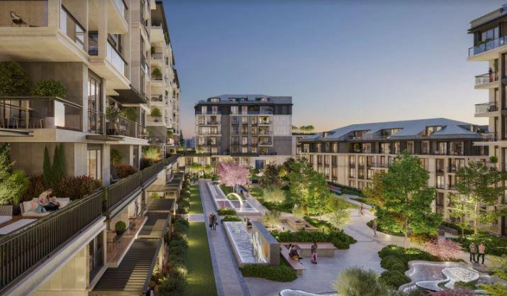 آپارتمانها در یک مجموعه مسکونی در استانبول، ترکیه