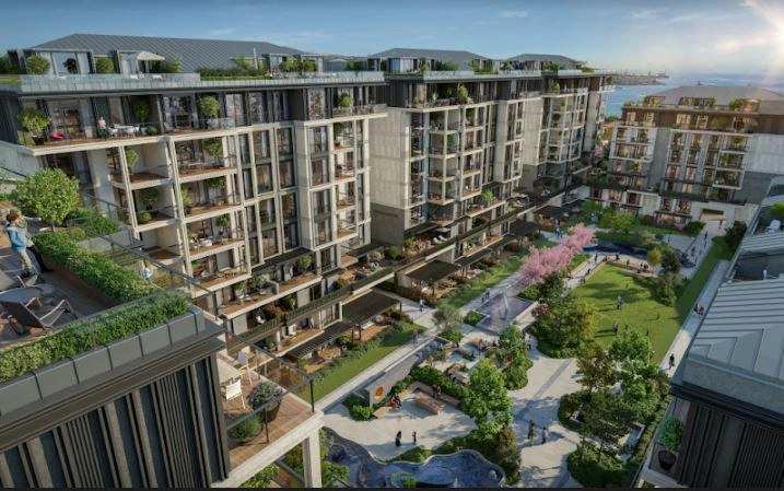 آپارتمانها در یک مجموعه مسکونی در استانبول، ترکیه