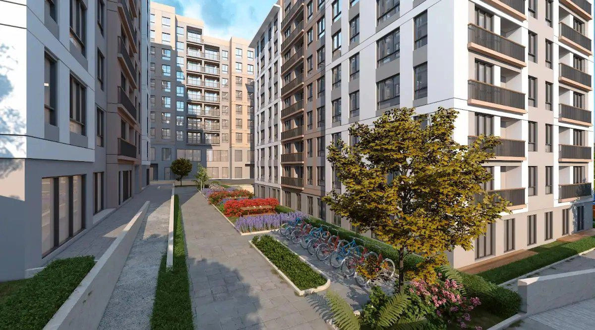 آپارتمانها در یک مجتمع مسکونی مدرن در استانبول، ترکیه