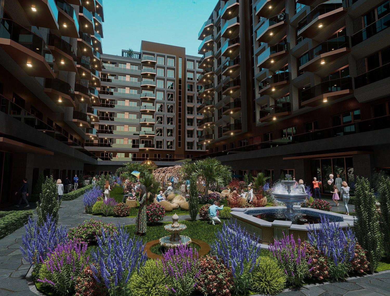 Apartments in a residential complex in Istanbul, Turkey