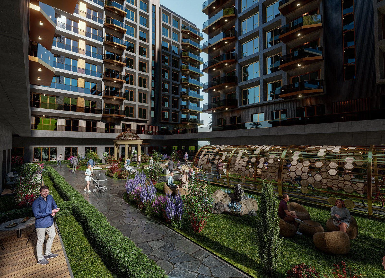 Apartments in a residential complex in Istanbul, Turkey