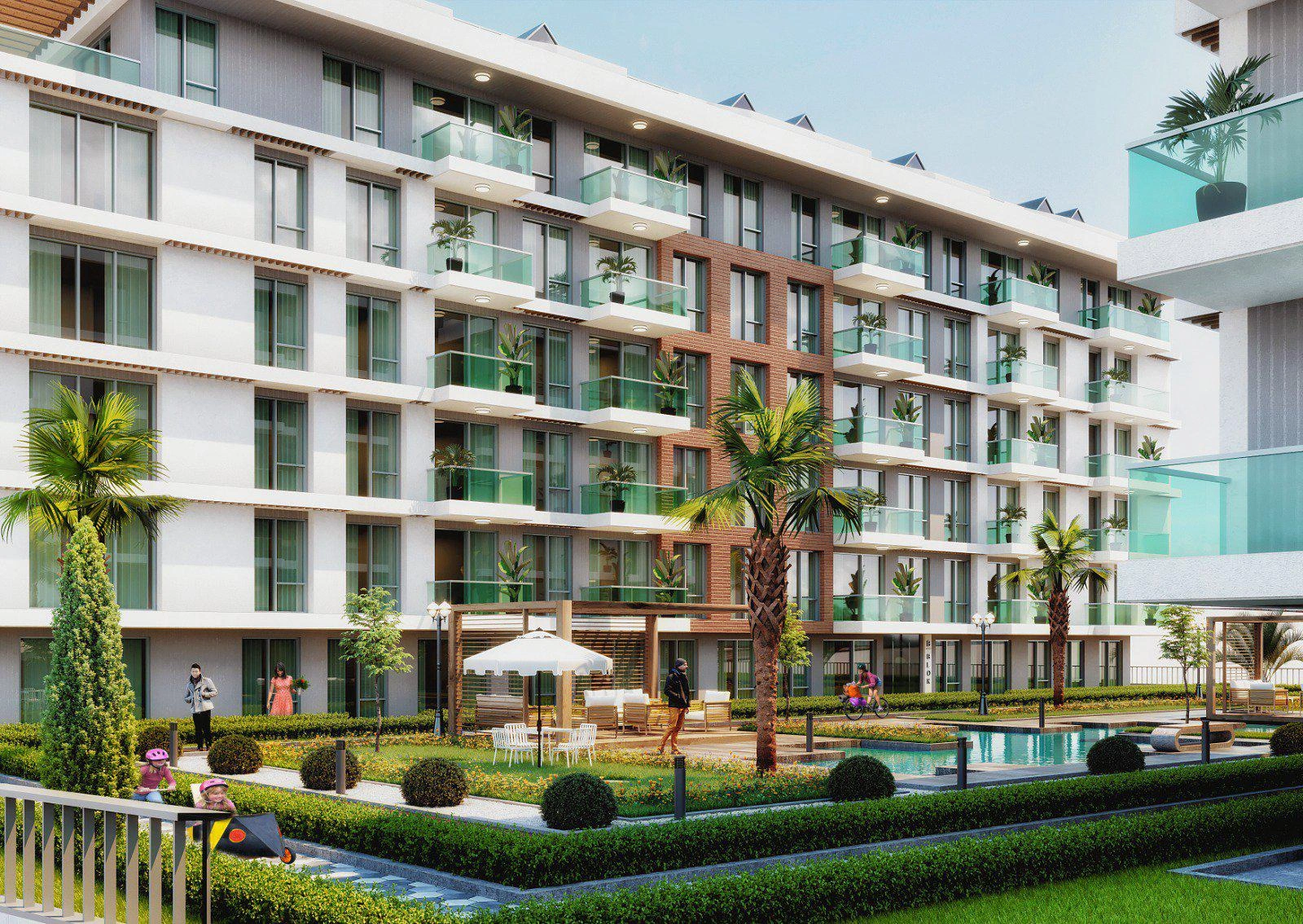 位于土耳其伊斯坦布尔的现代住宅综合体内的公寓