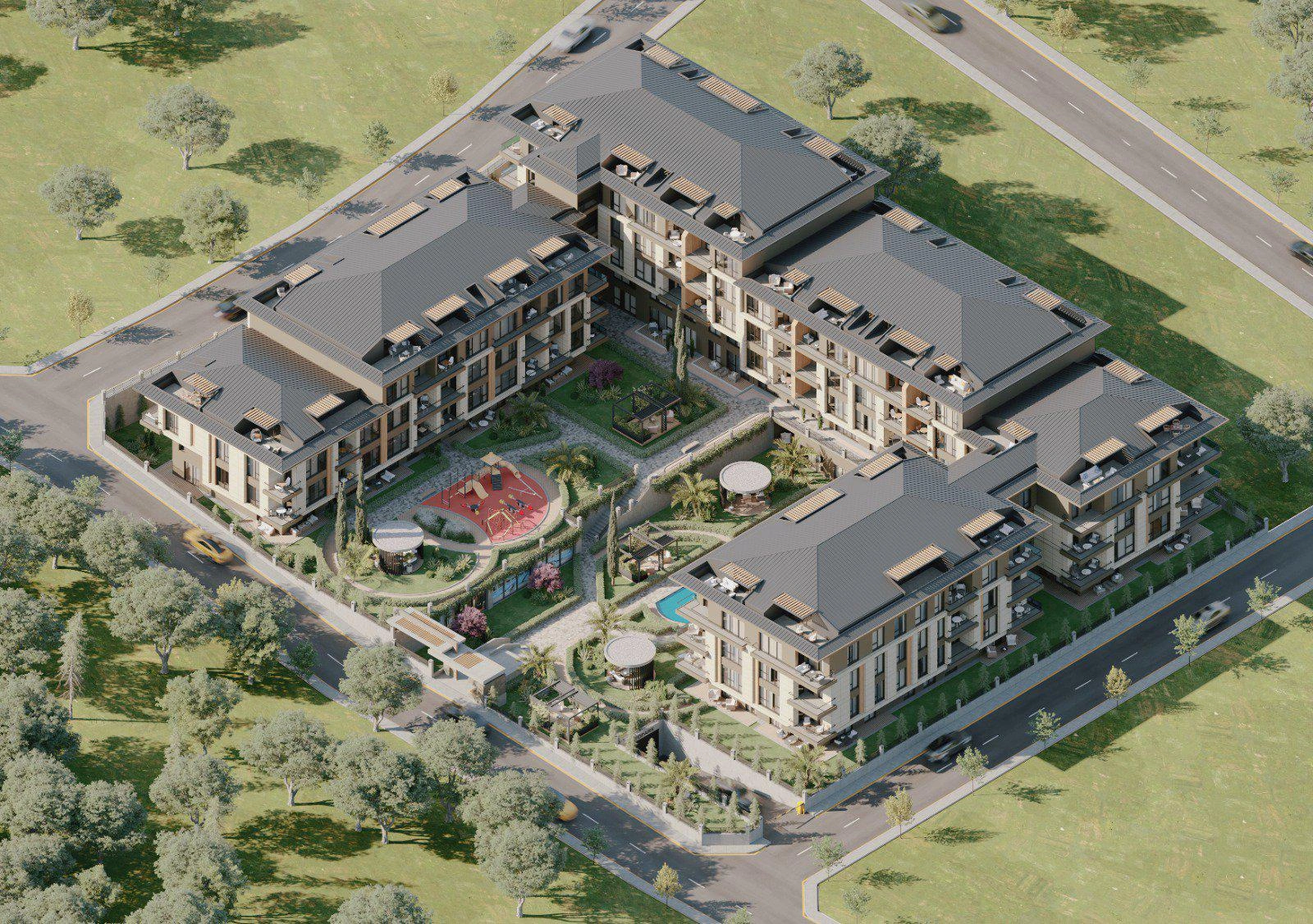 آپارتمانها در یک مجتمع مسکونی مدرن در Büyükçekmece، استانبول، ترکیه