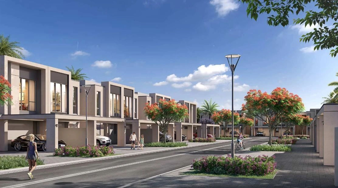 New complex of townhouses in the green area of Town Square