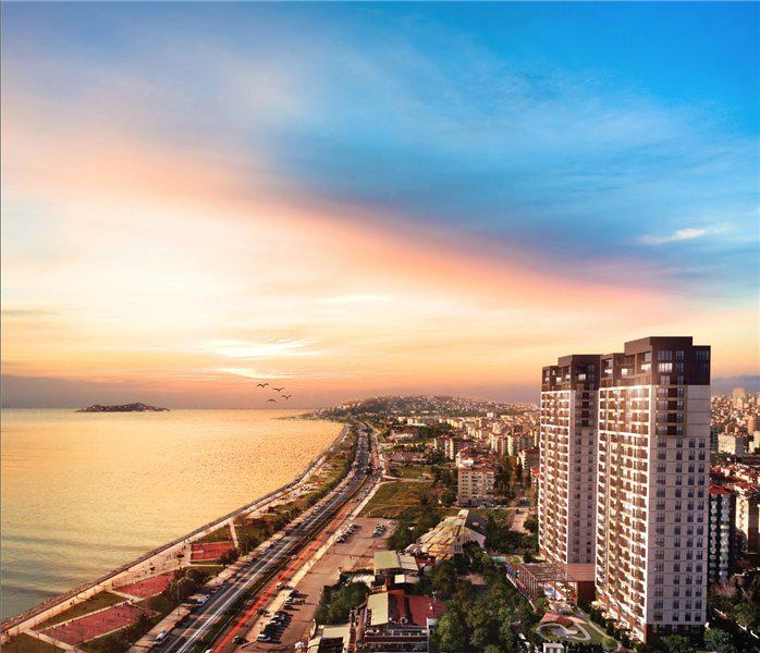 آپارتمانها در یک مجتمع مسکونی در استانبول، ترکیه