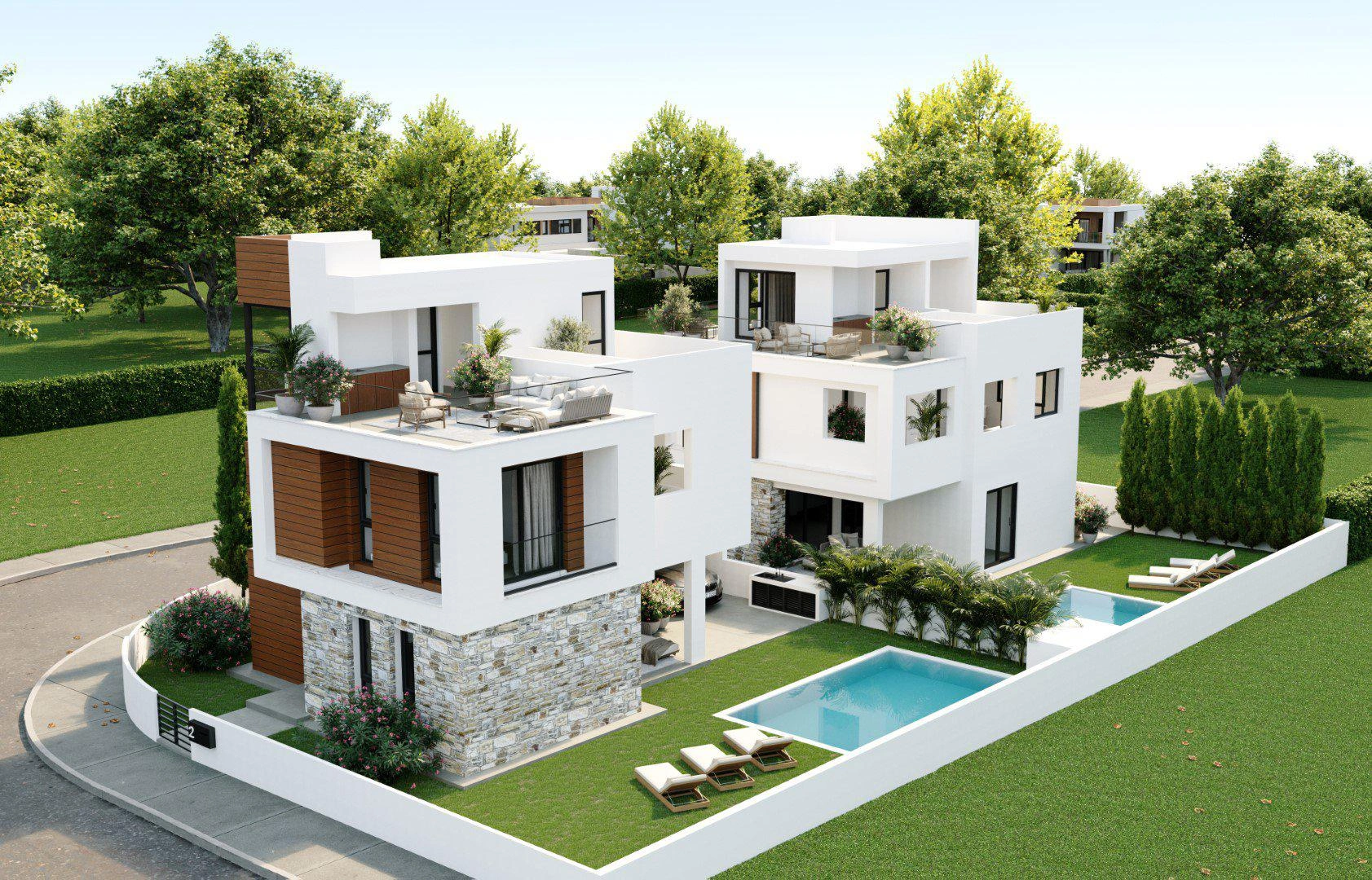 Villas in a residential area in Larnaca, Cyprus