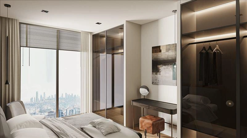 آپارتمانها در یک مجتمع مسکونی مدرن نزدیک جنگل بلگراد، استانبول، ترکیه