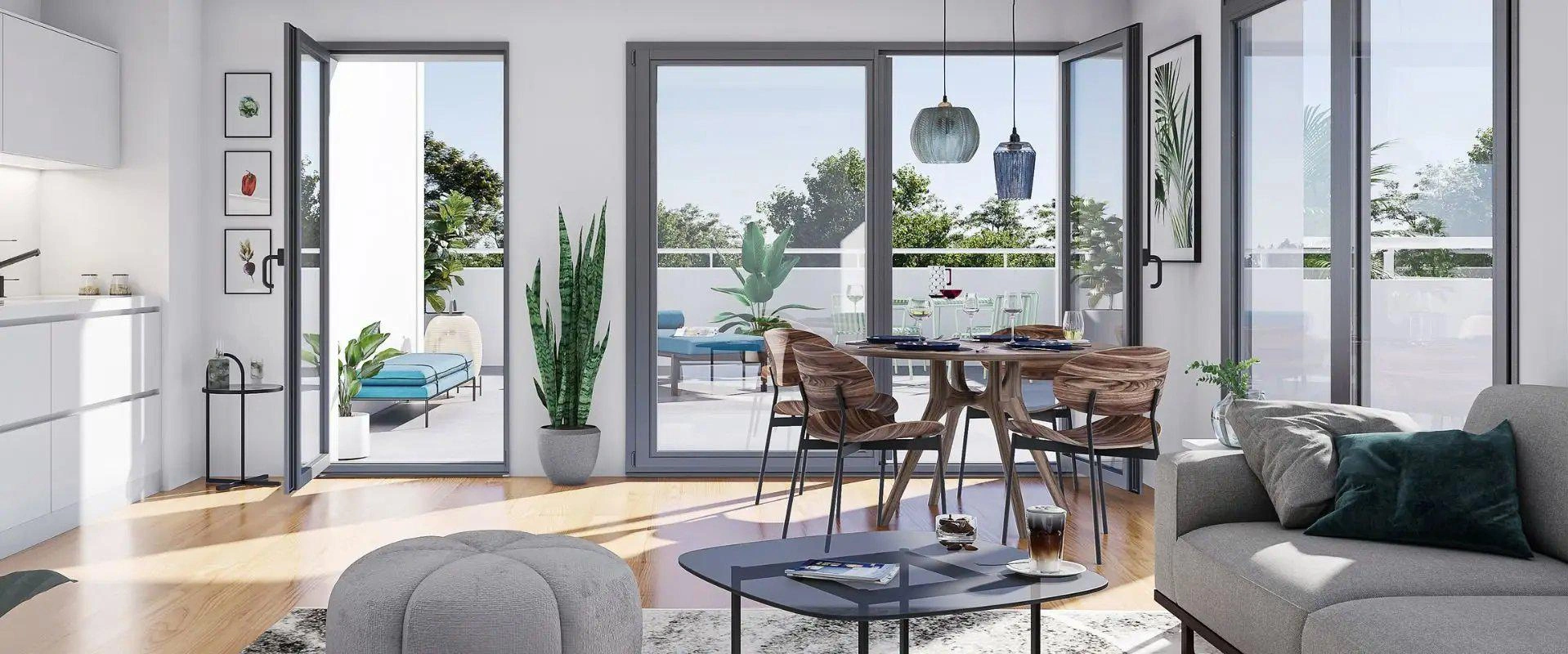 Plaisir, Ile-de-France, Fransa'da yeni bir konut kompleksinde daireler