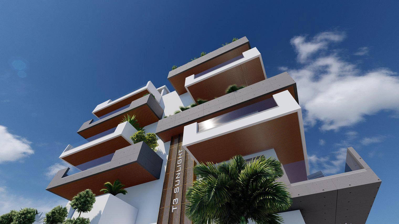 लार्नाका, साइप्रस में आधुनिक आवासीय परिसर के अपार्टमेंट