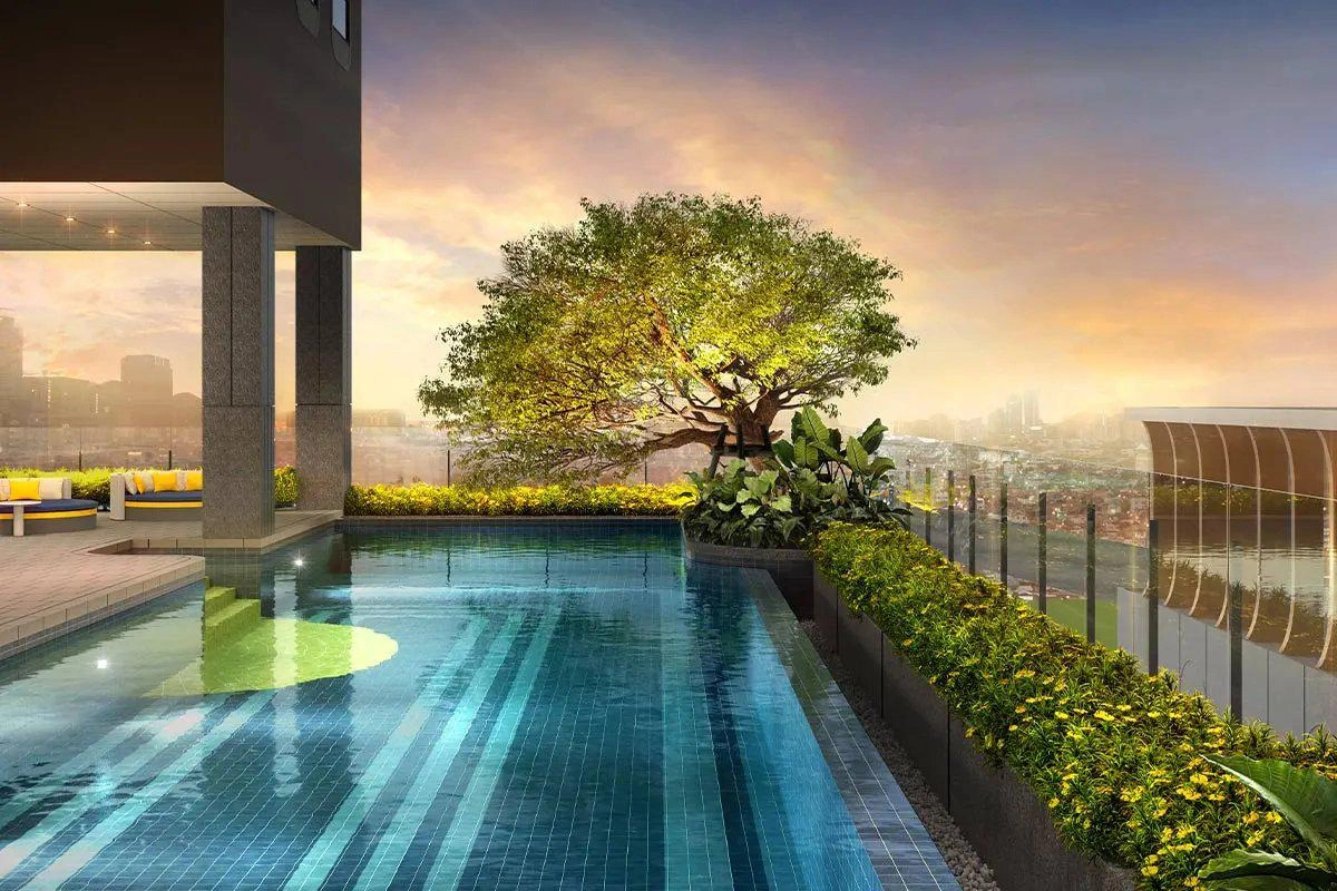 タイ・バンコクのモダンな住宅複合施設のアパート